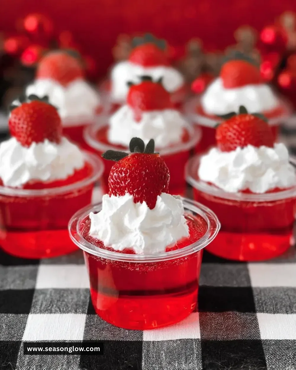 Festive Santa Hat Jello Shots for holiday celebrations