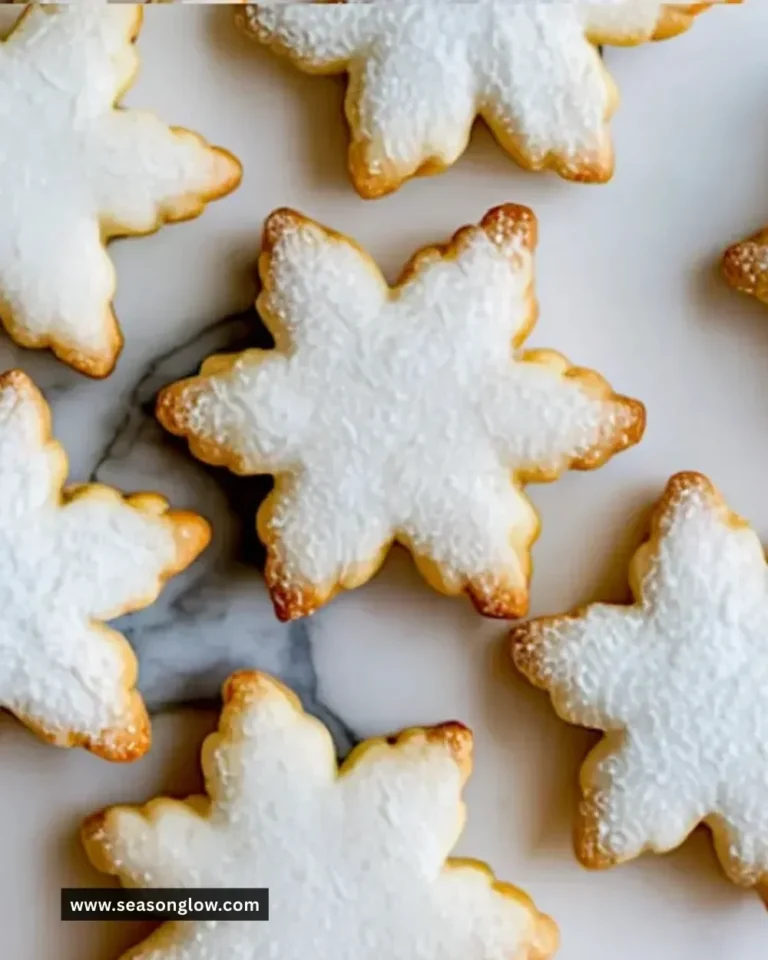 Beautifully decorated snowflake sugar cookies for winter festivities