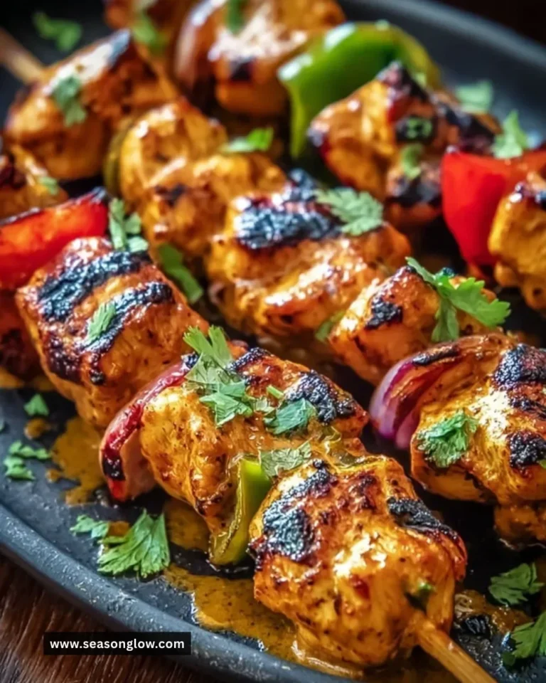 Thai curry chicken skewers marinated in a rich coconut sauce