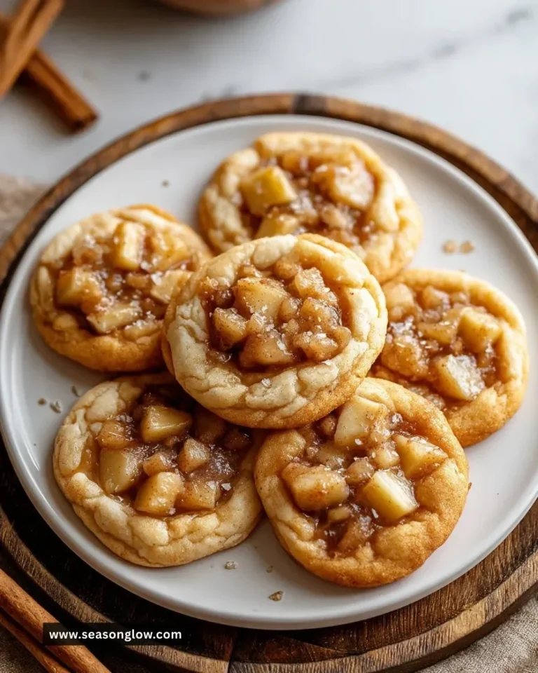 Freshly baked warm and buttery apple pie cookies on a cooling rack.