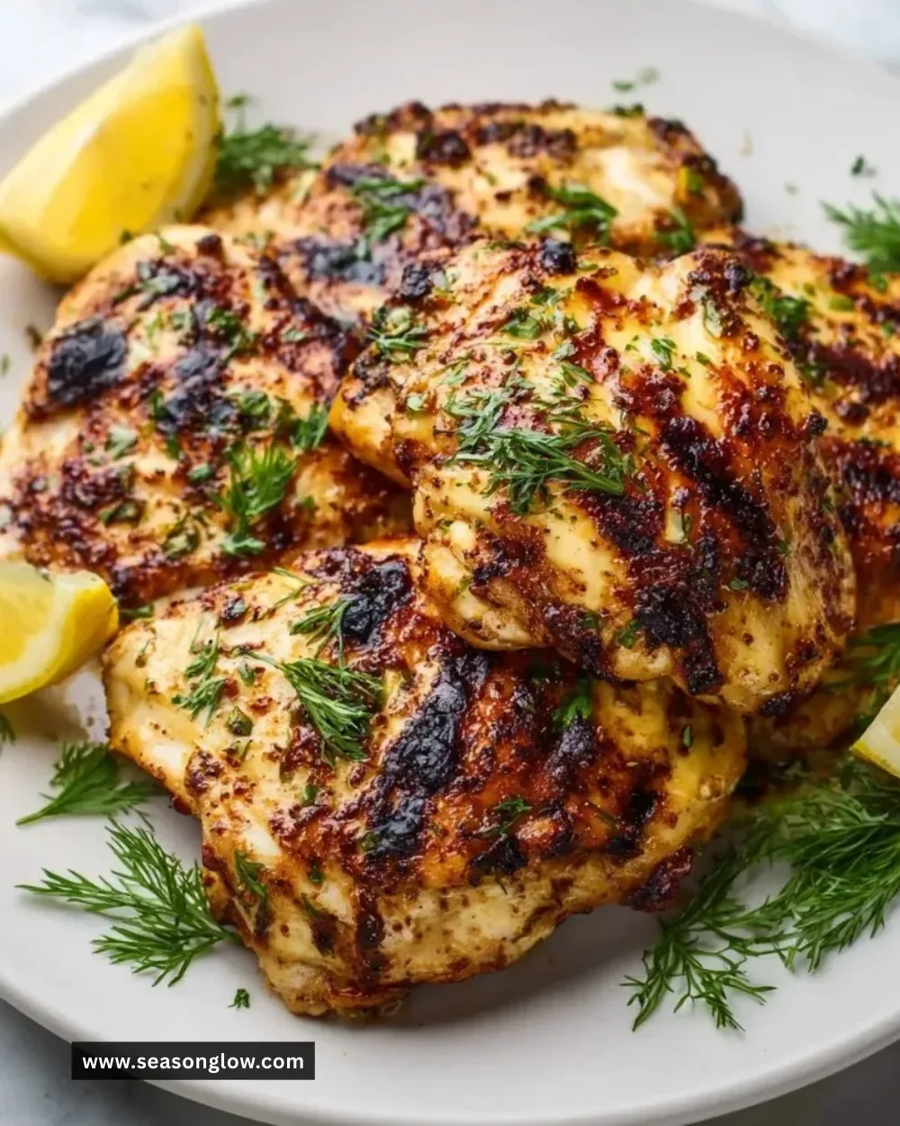 Delicious yogurt marinated chicken dish with herbs and spices