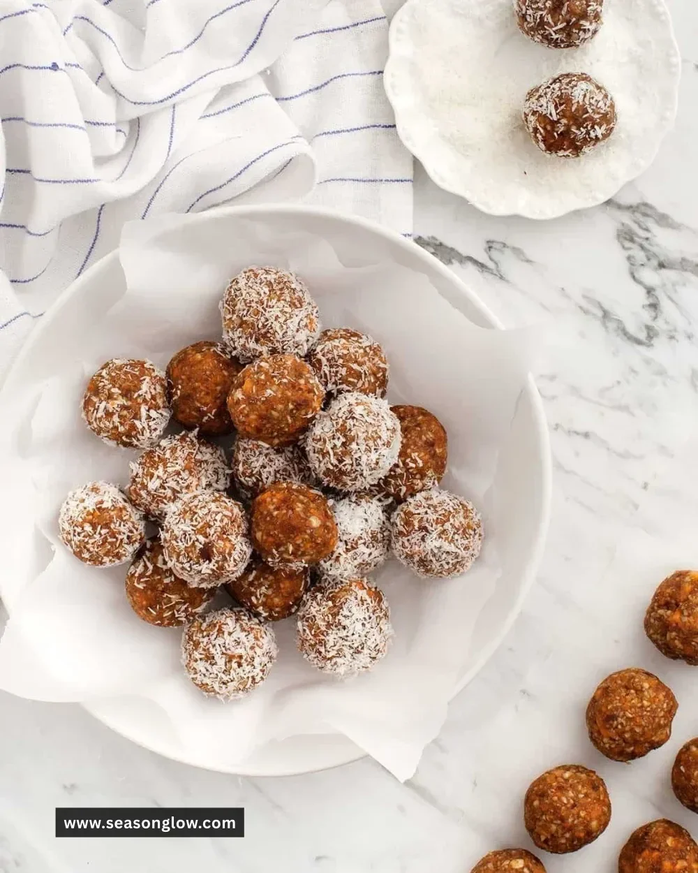 Almost-Raw Carrot Cake Bliss Balls made with healthy ingredients