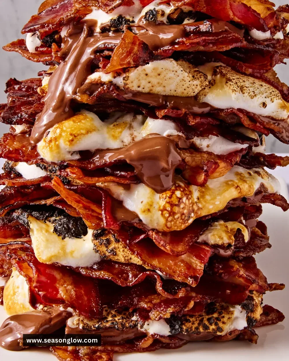 Bacon Weave S'mores with chocolate and marshmallows
