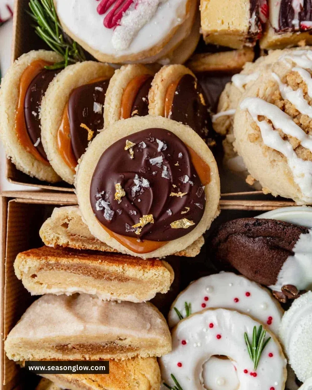 Delicious assortment of Christmas cookies in a festive box