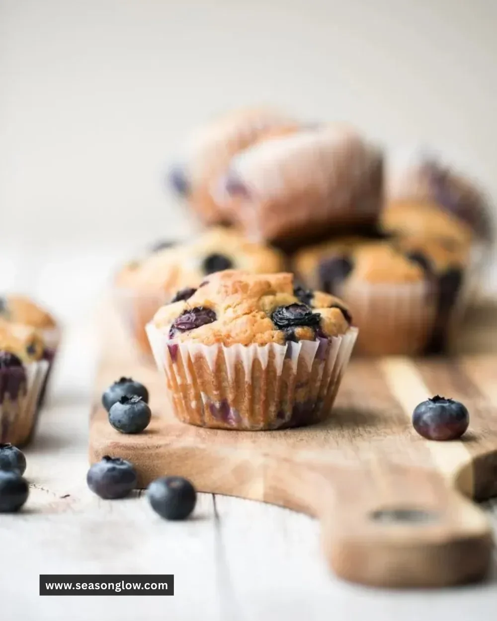 Delicious homemade blueberry yogurt muffins fresh out of the oven