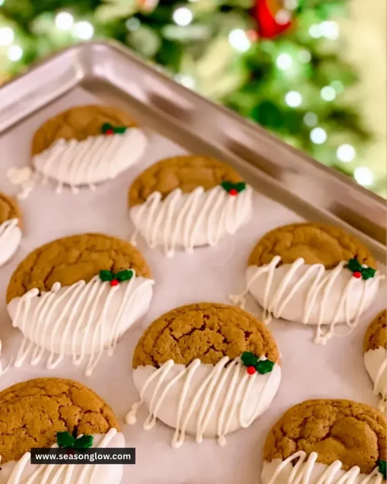 Chewy maple cinnamon cookies with white chocolate drizzled on top