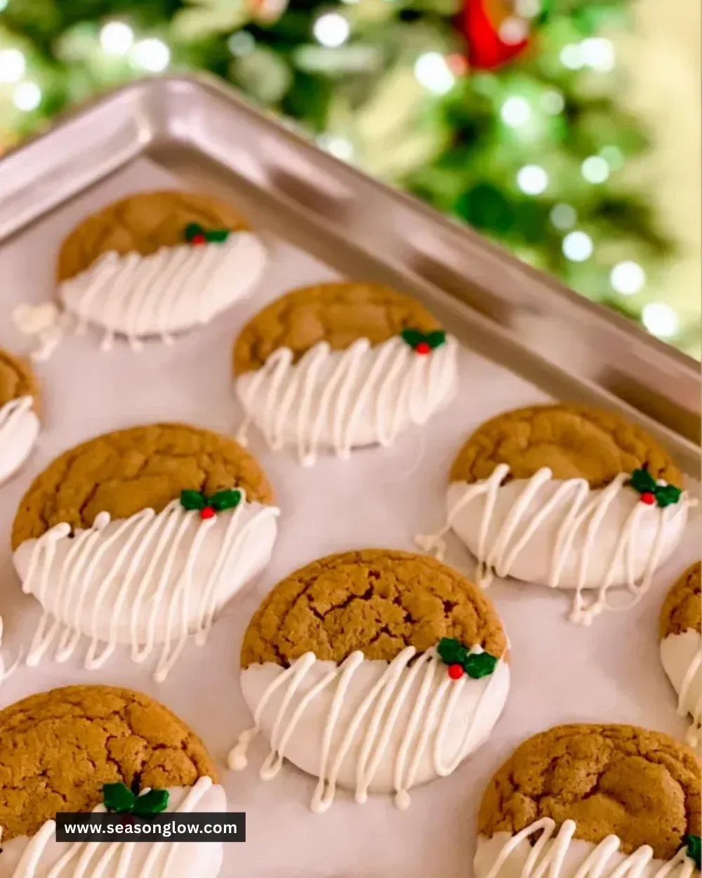 Chewy maple cinnamon cookies with white chocolate drizzled on top
