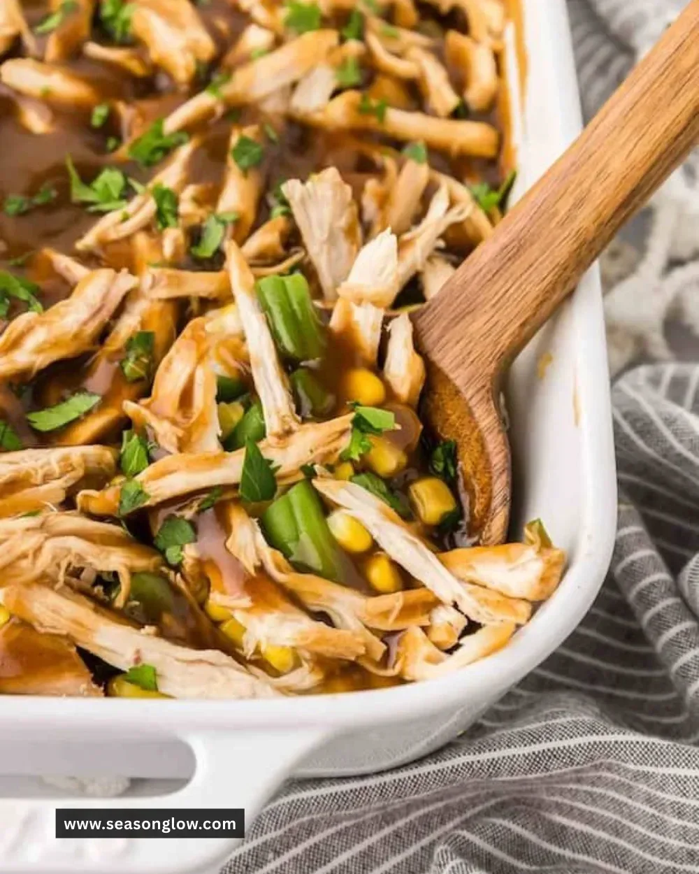 Delicious Chicken Mashed Potato Casserole with creamy layers and chicken chunks