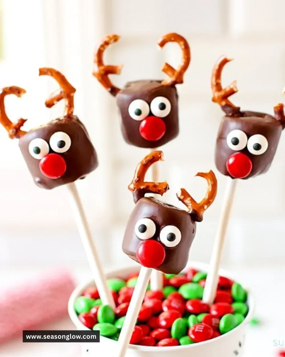 Chocolate covered marshmallow reindeer, a festive holiday treat