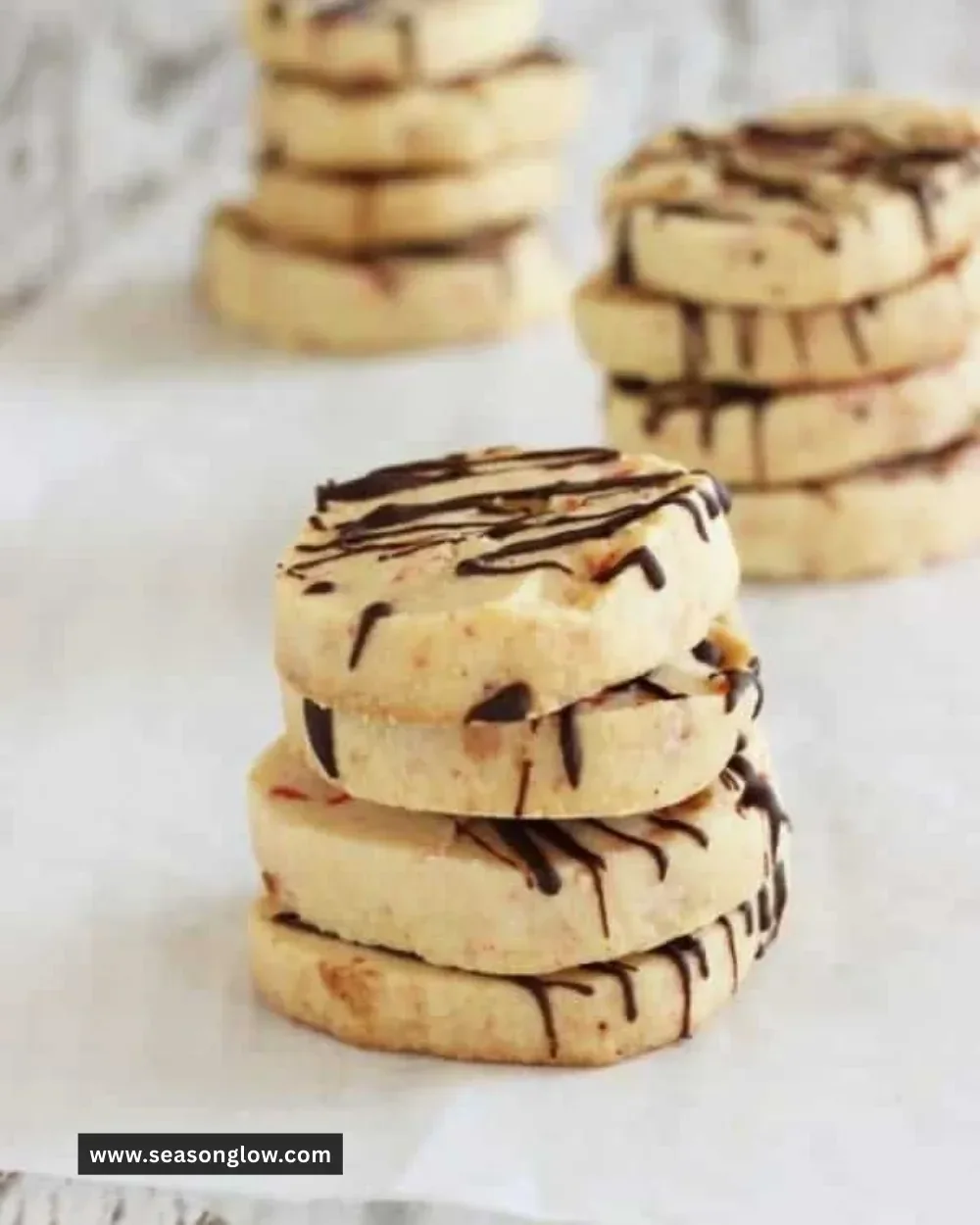 Chocolate peppermint shortbread cookies ready for the holidays