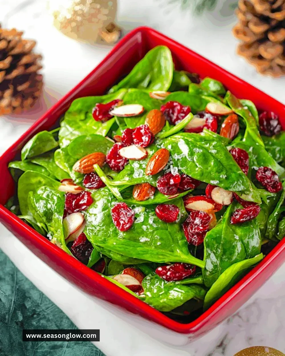 Christmas Cranberry Spinach Salad with vibrant ingredients and festive colors.