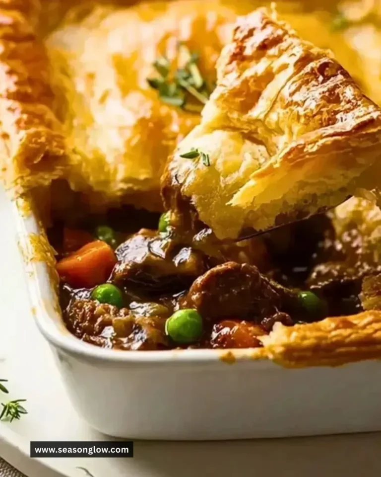 Delicious Classic Beef Pot Pie with flaky crust and tender beef filling.