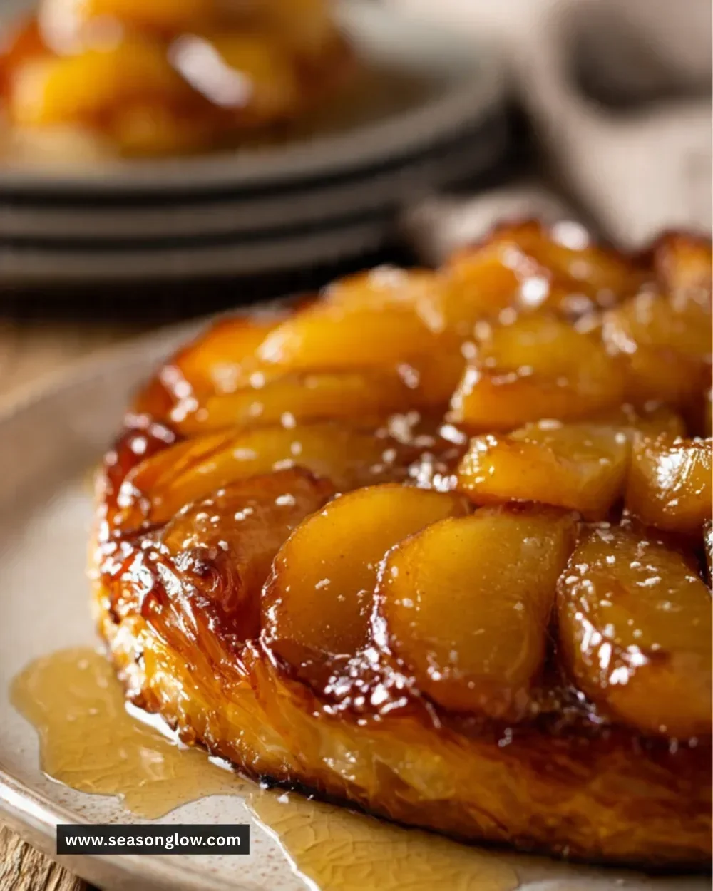 Classic Tarte Tatin with caramelized apples on a golden crust