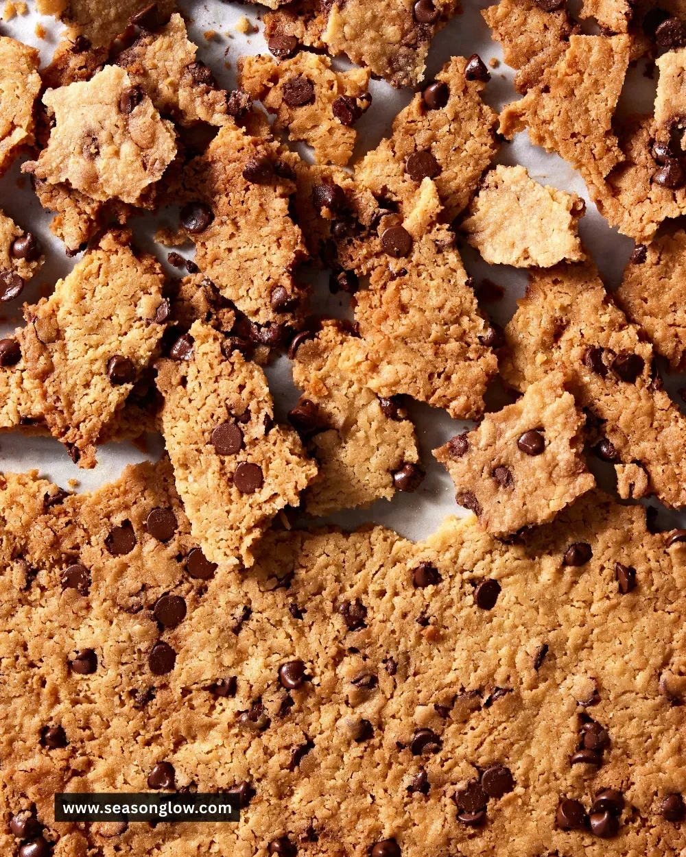 Homemade cookie brittle with chunks of chocolate and nuts