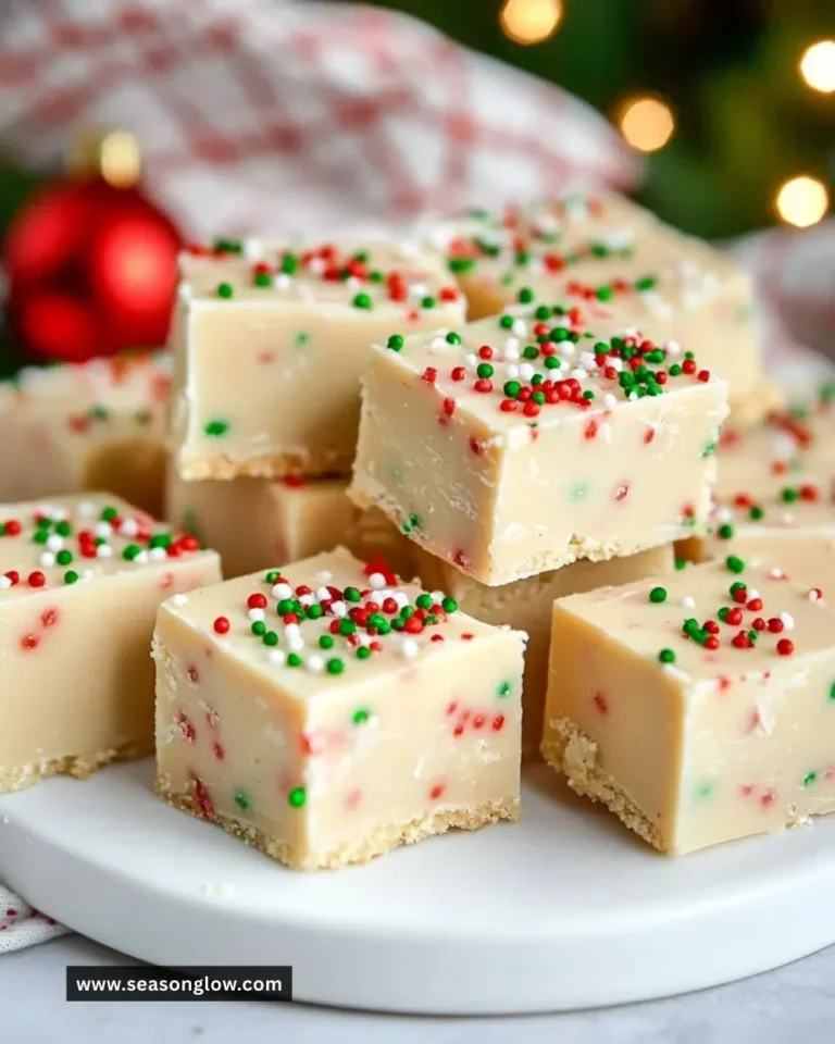 Delicious easy sugar cookie fudge decorated for Christmas