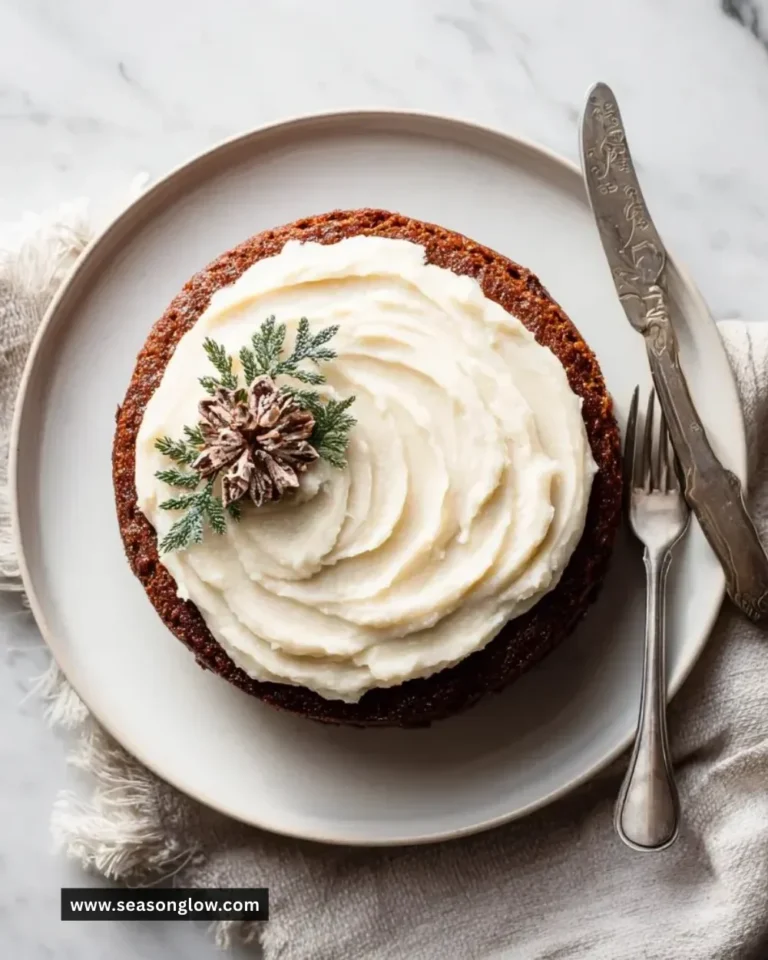 Delicious easy vegan gingerbread cake topped with festive decorations