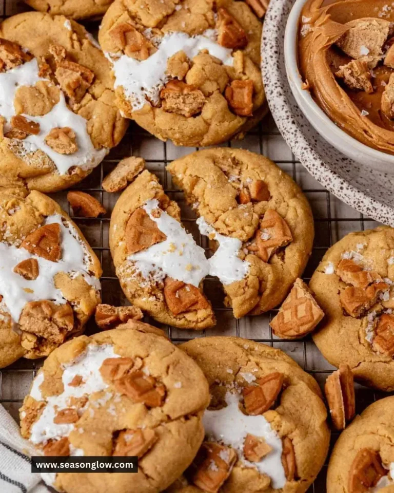 Delicious homemade Fluffernutter Cookies with peanut butter and marshmallow fluff