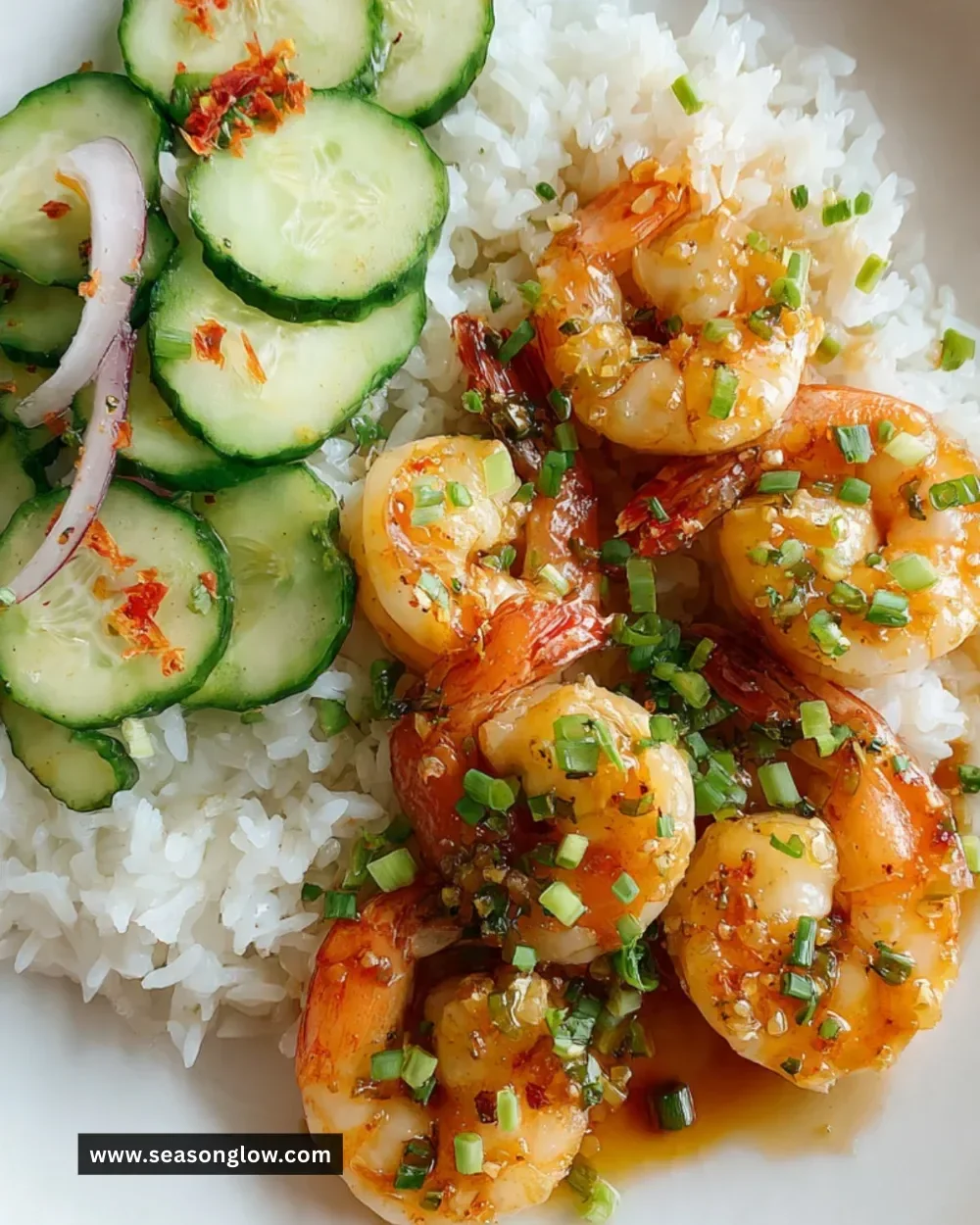 Delicious honey garlic shrimp served with vegetables on a plate