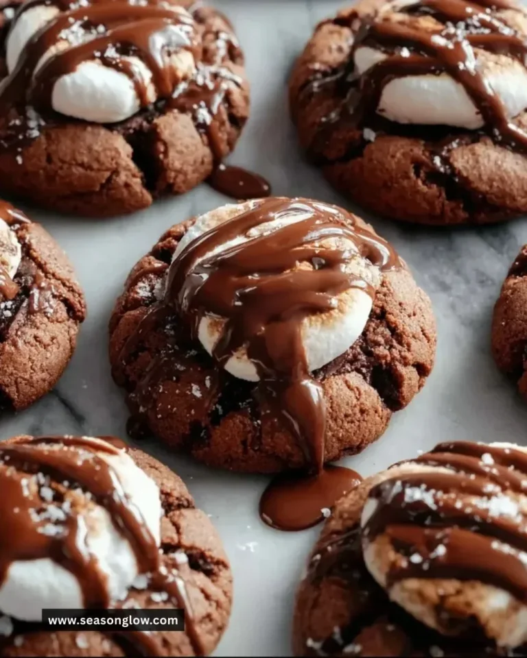 Delicious marshmallow-surprise hot cocoa cookies on a cooling rack.