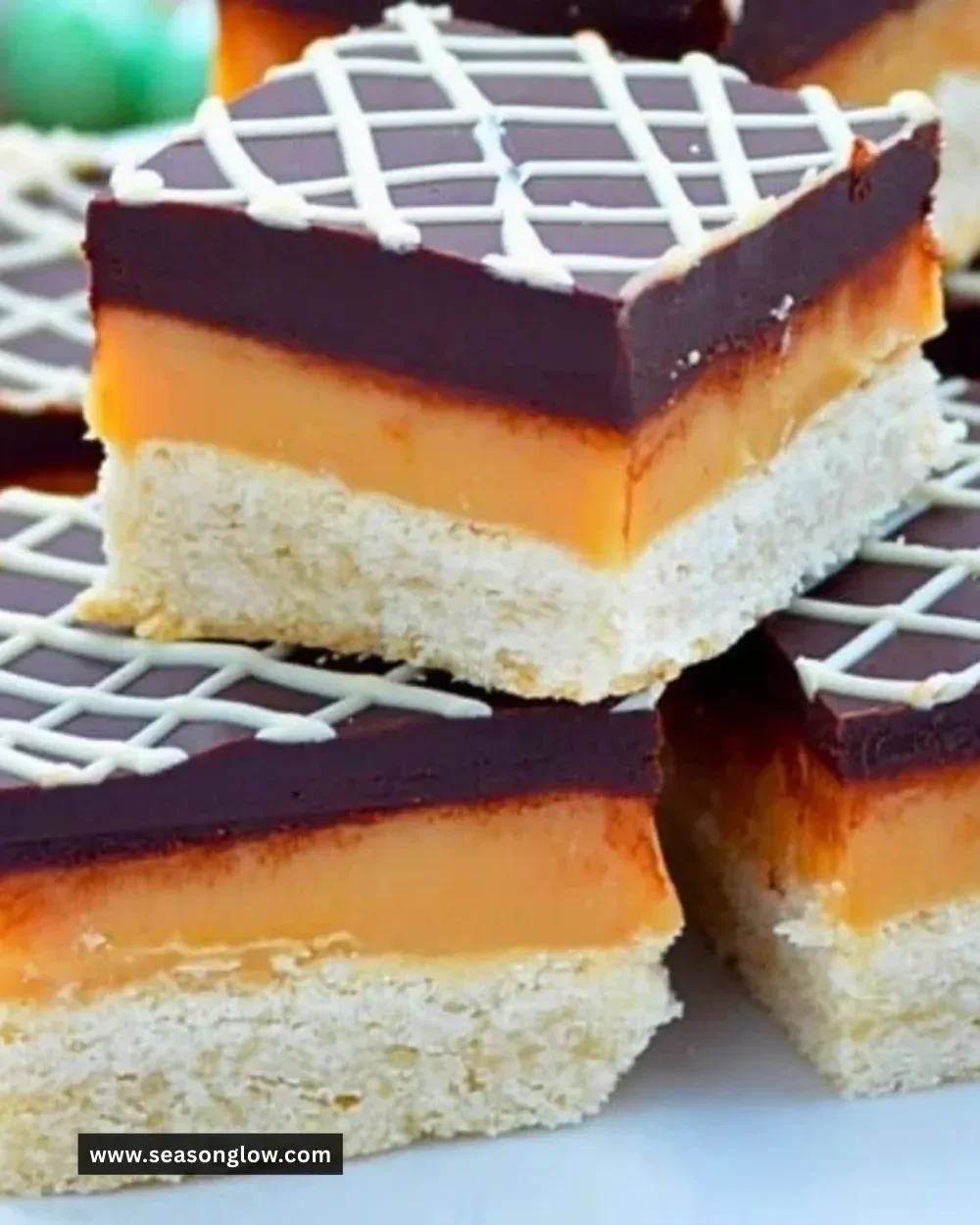 Delicious Millionaire’s Shortbread with layers of caramel and chocolate