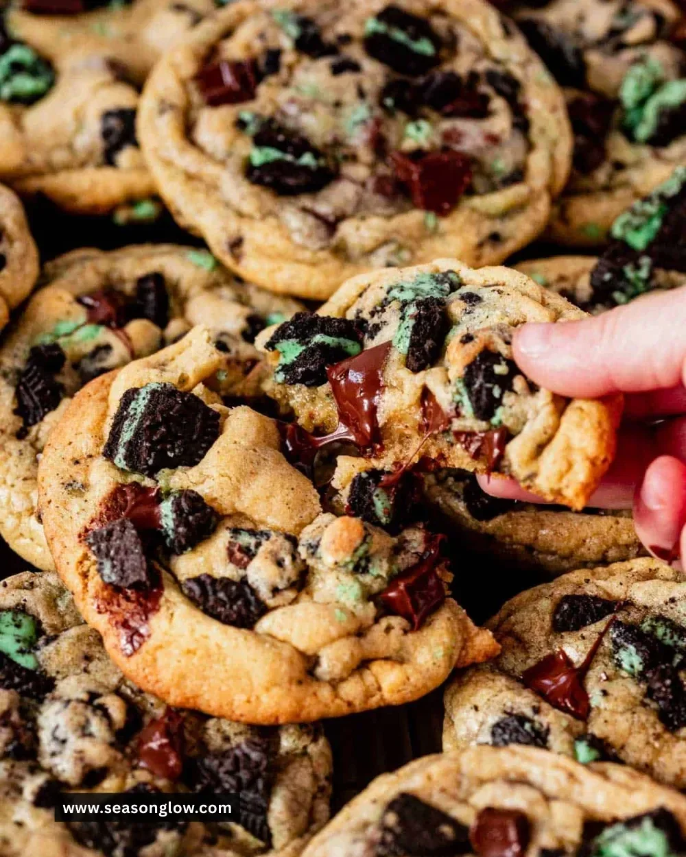 Mint Oreo cookies with a creamy mint filling and chocolate cookie sandwich.