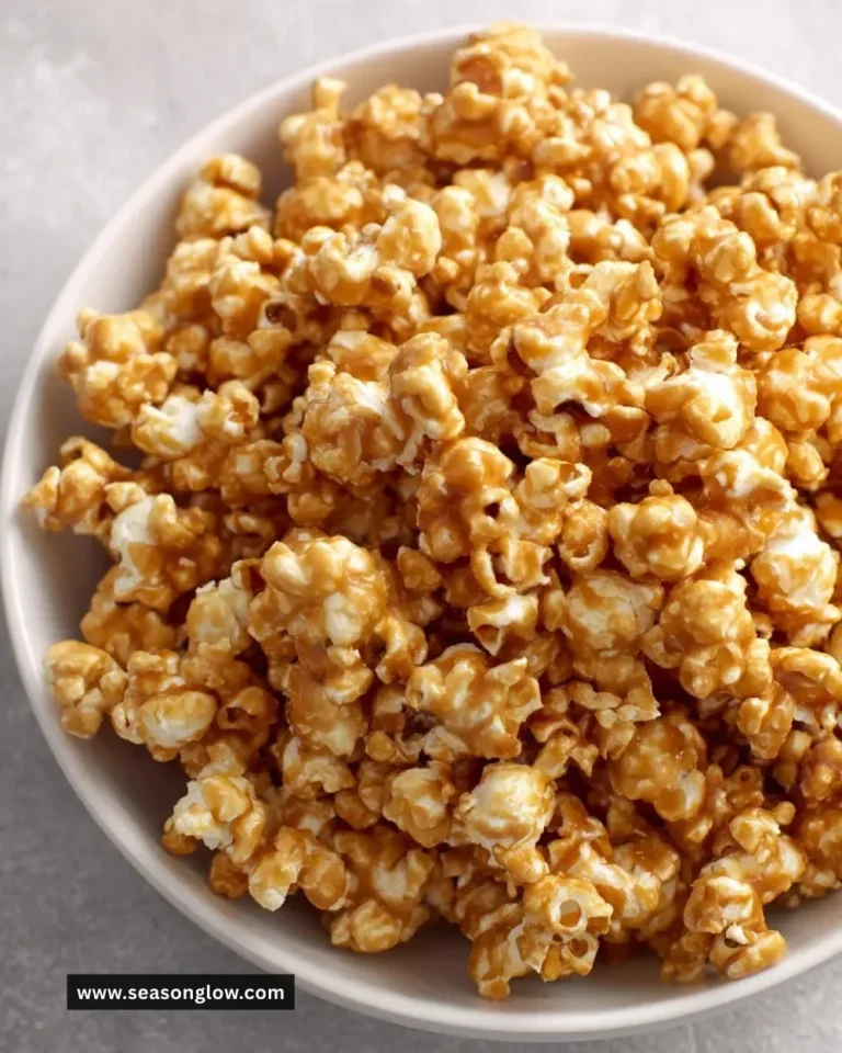 Delicious bowl of homemade caramel corn inspired by my Amish friend's recipe.