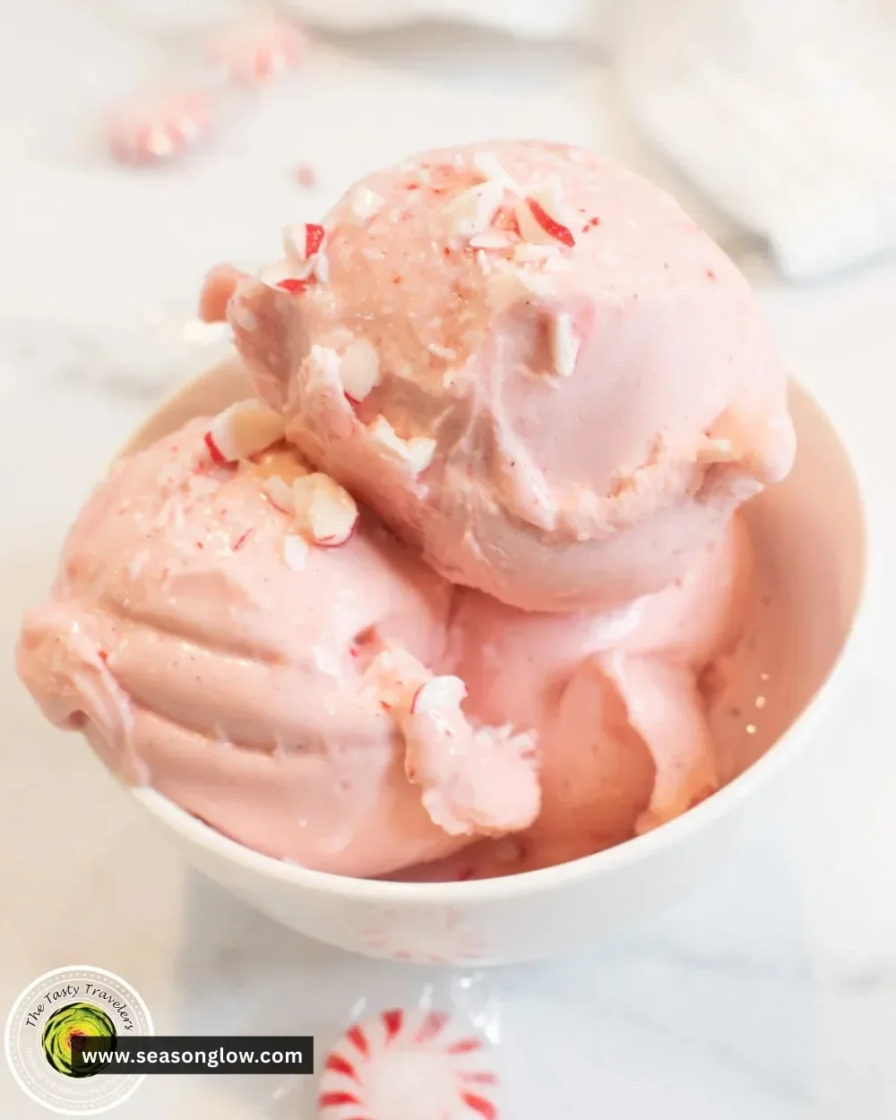 Ninja Creami Peppermint Protein Ice Cream in a bowl with a mint garnish.