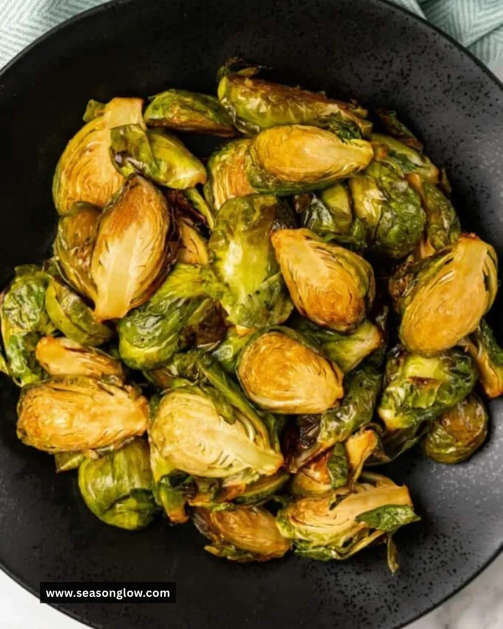 Crispy Ninja Foodi Brussels Sprouts ready to serve