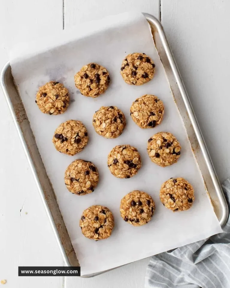 Peanut Butter No-Bake Cookies on a table with chocolate chips