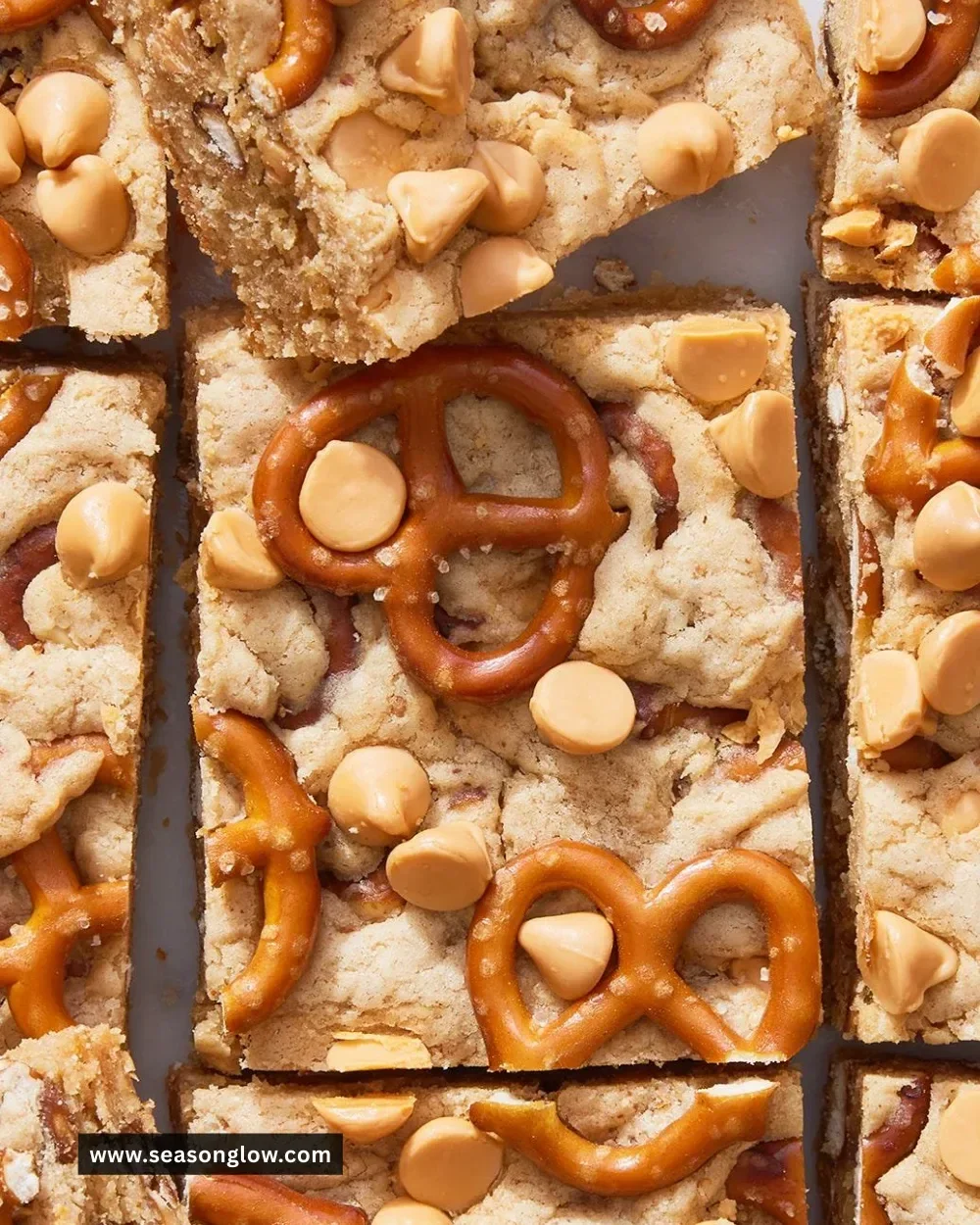 Delicious Peanut Butter Pretzel Butterscotch Blondies on a plate