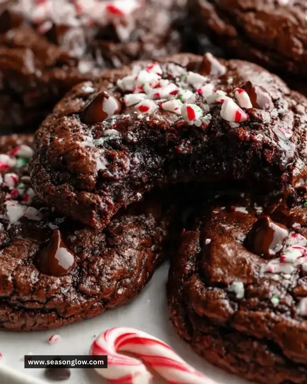 Delicious Peppermint Brownie Cookies on a festive plate