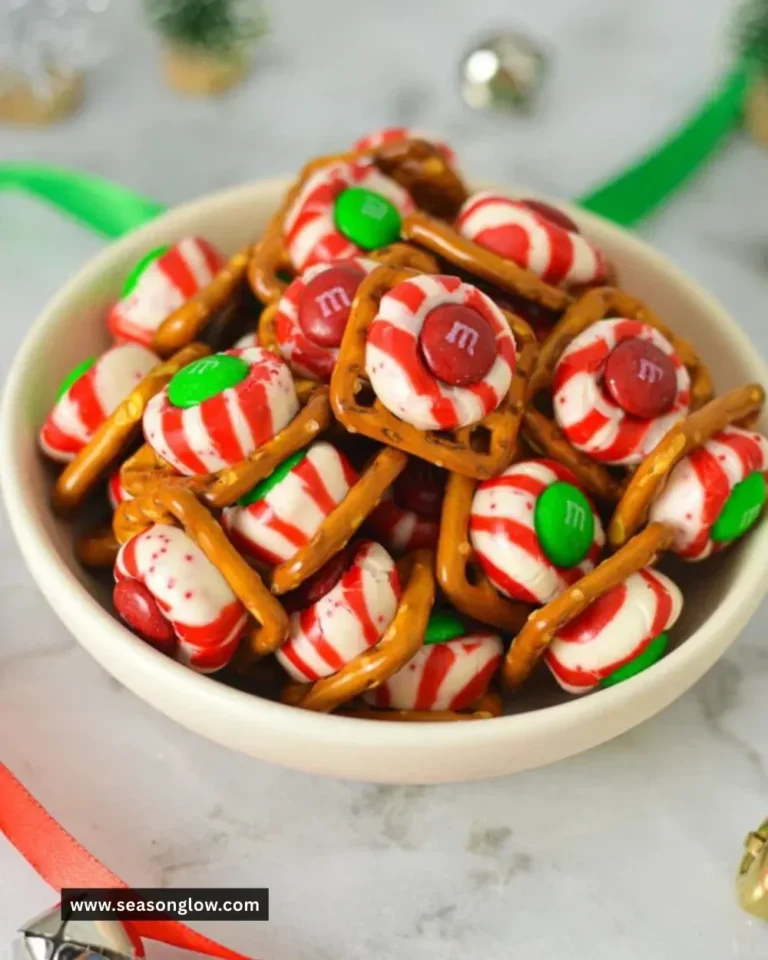 Delicious Peppermint Kiss Pretzels arranged on a festive platter