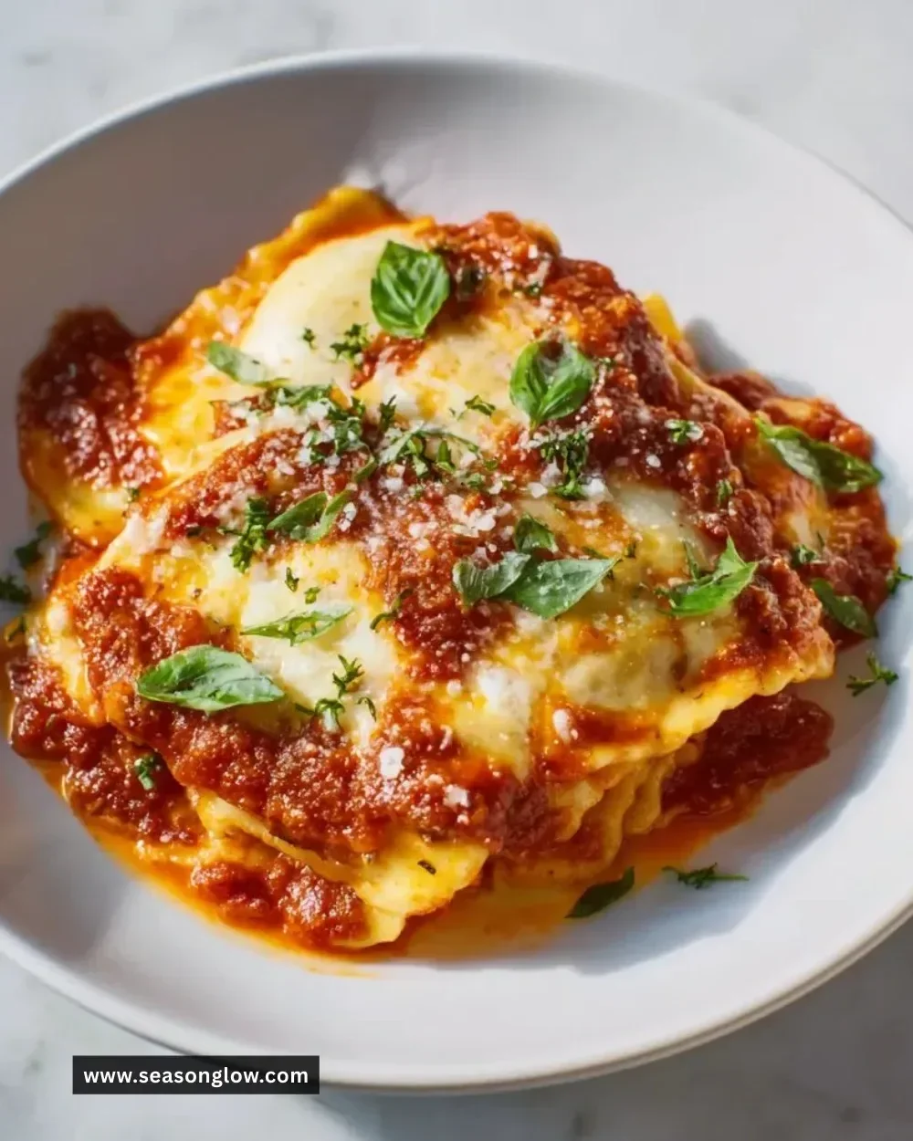Slow Cooker Ravioli Lasagna cooked to perfection, ready to be served.