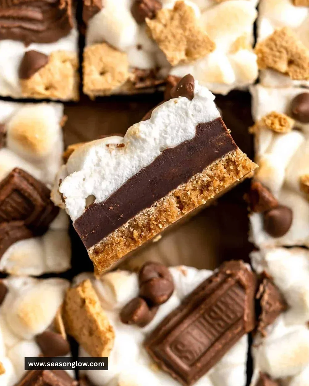 Delicious homemade S'mores Bars with chocolate and marshmallows
