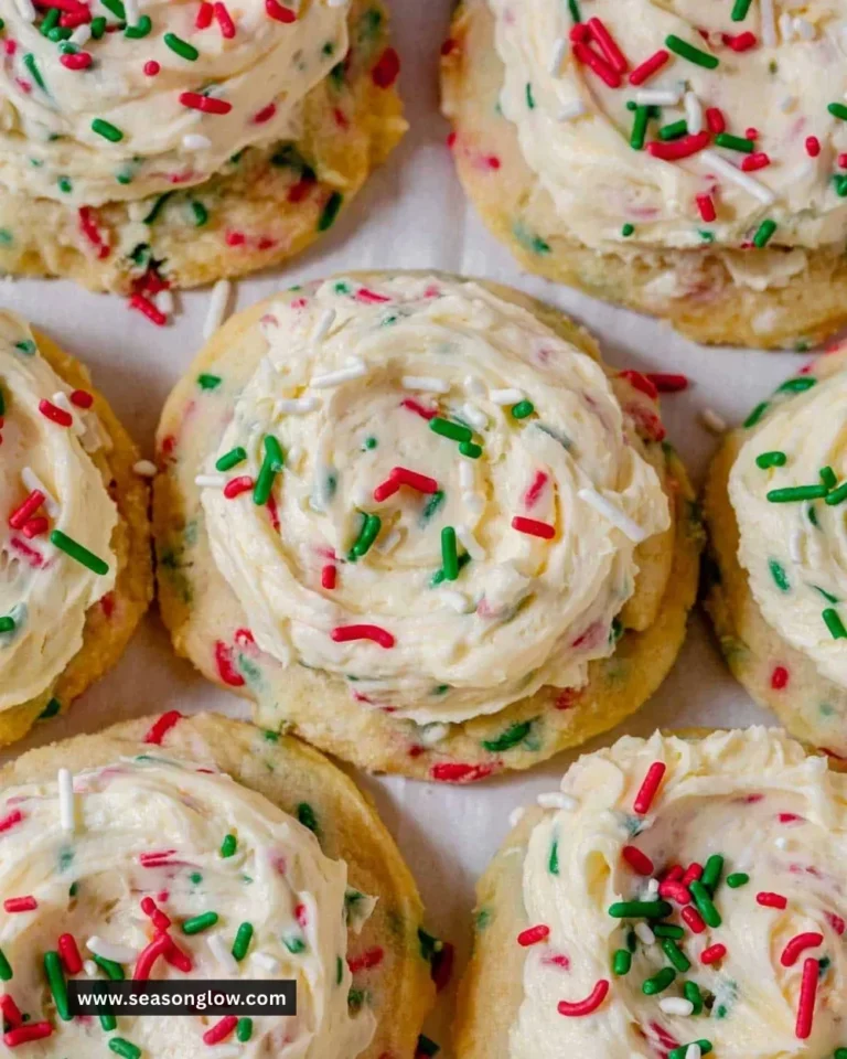 Soft frosted Christmas cookies decorated with colorful icing for the holidays