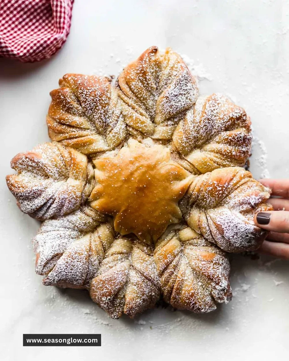 Freshly baked Star Bread shaped and ready to be enjoyed.