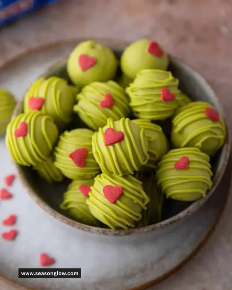 Delicious no-bake Grinch Oreo Truffles decorated for the holidays