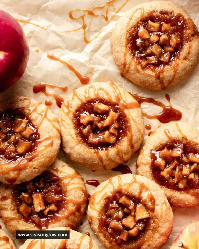 Freshly baked apple pie cookies with a crumbly topping and apple filling