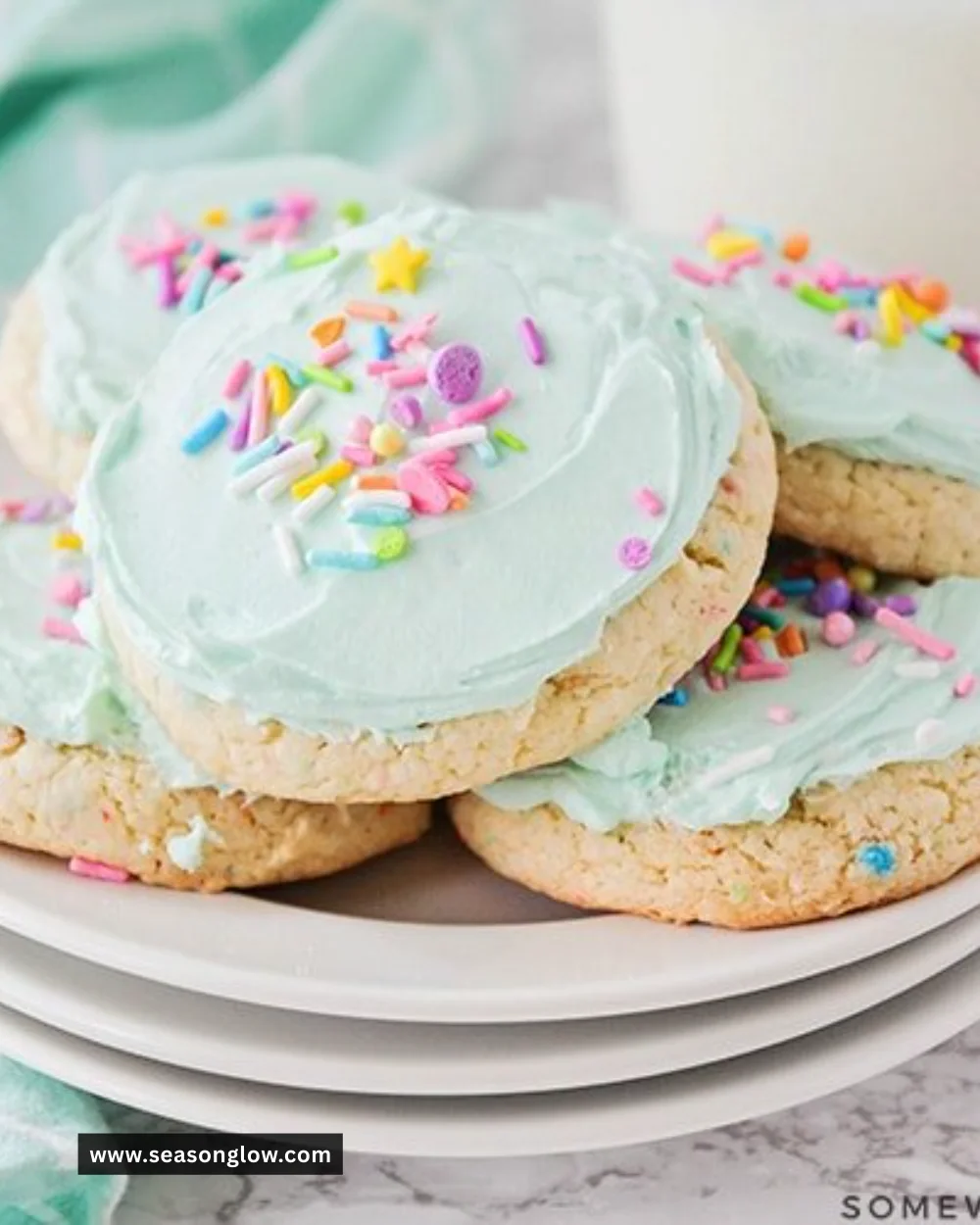 Freshly baked cake mix cookies on a cooling rack