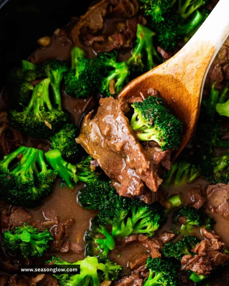 Crockpot Beef and Broccoli served in a bowl with rice