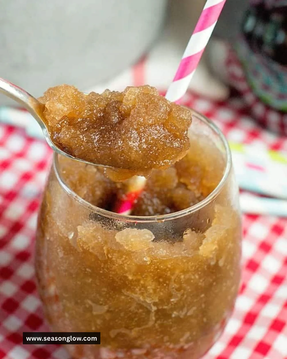 Delicious Diet Coke Slushie in a colorful cup with ice on top