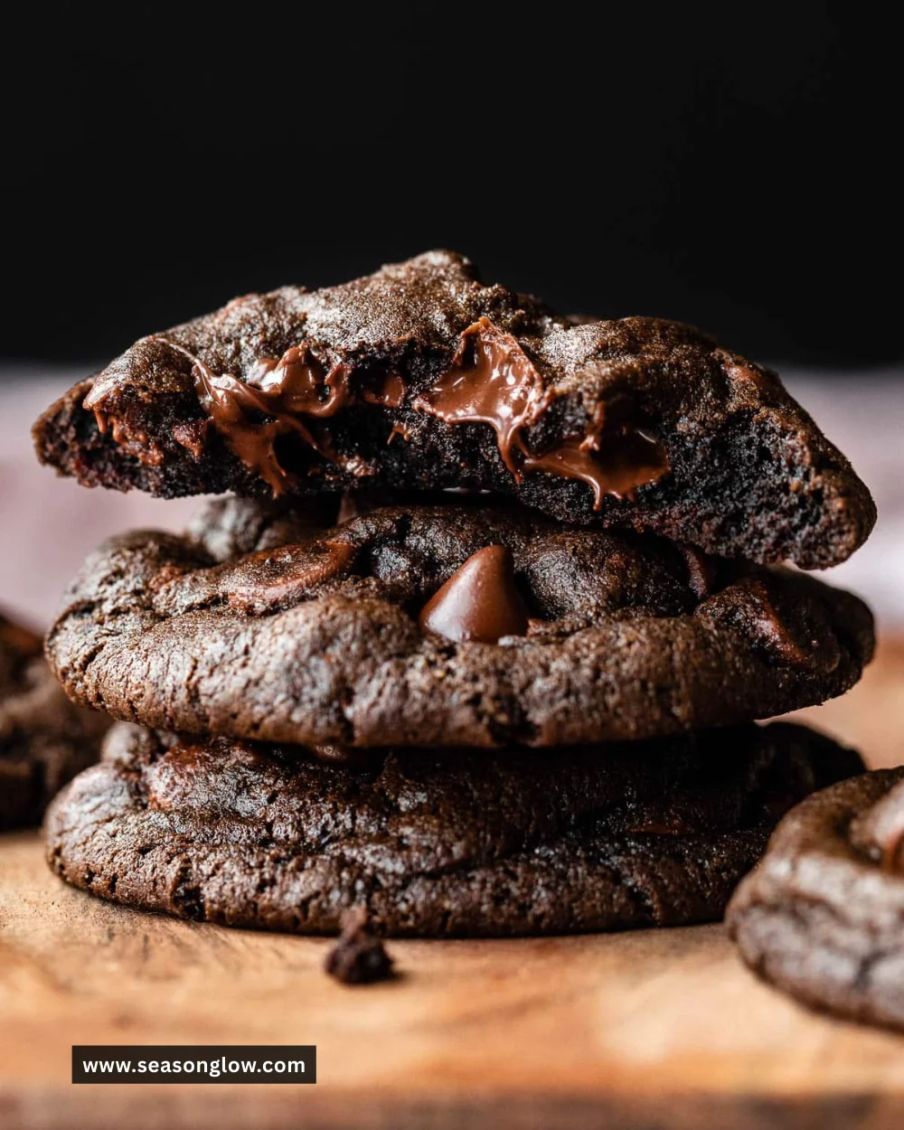 Delicious double chocolate chip cookies fresh out of the oven