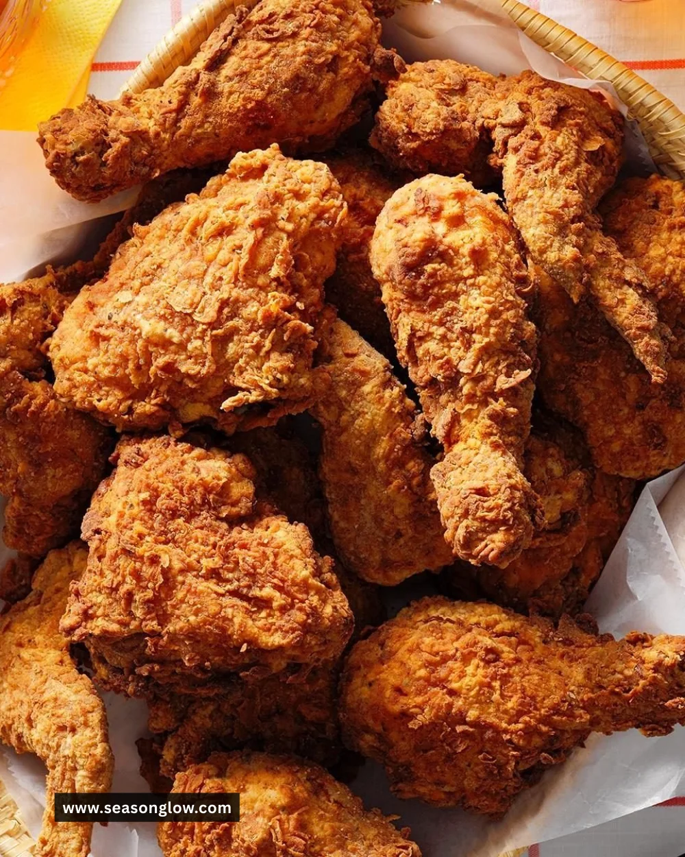 Deliciously crispy fried chicken on a plate with sides