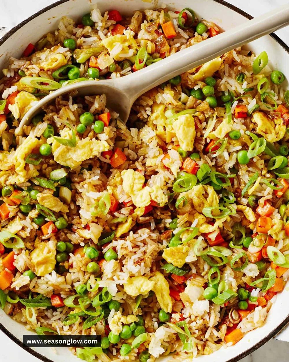 Delicious plate of homemade fried rice with vegetables and proteins