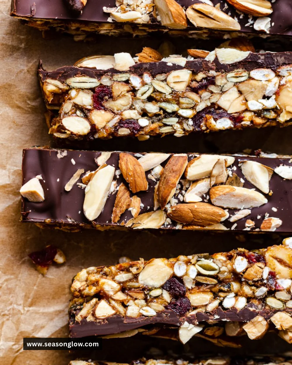 Delicious homemade no bake granola bars with nuts and dried fruits