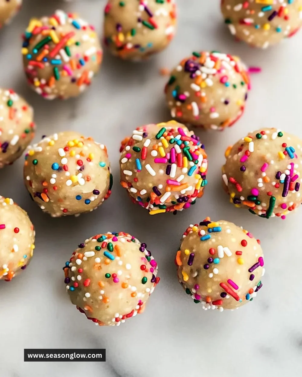Delicious applesauce birthday cake protein balls for a healthy snack
