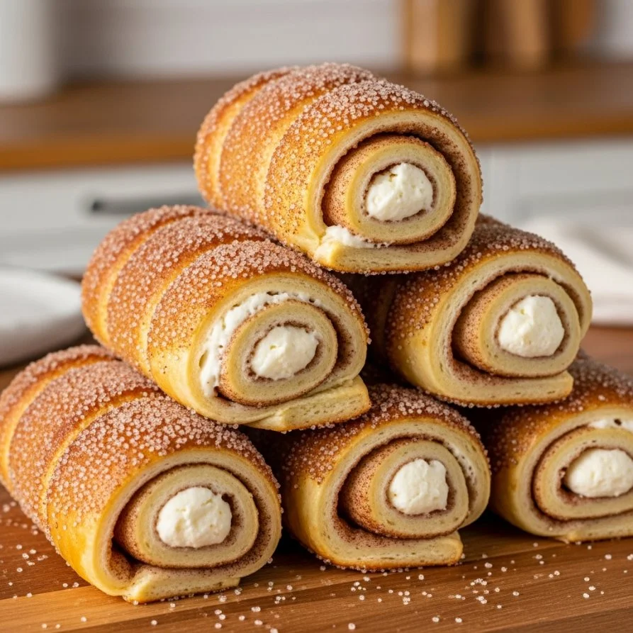 Delicious cinnamon-sugar cream cheese rolls with a golden crust