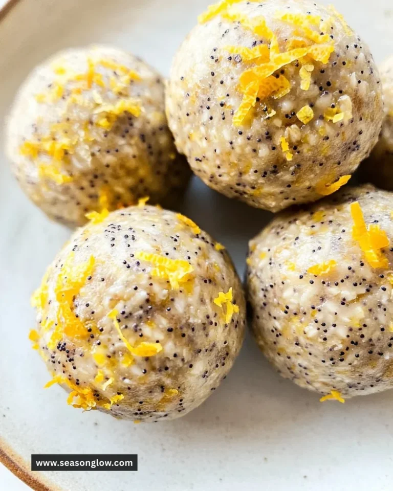 No-bake lemon poppyseed protein balls on a wooden table