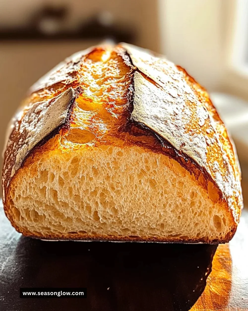 Homemade rustic German bread loaf with a crispy crust and soft interior