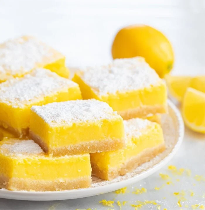 Delicious homemade 4 ingredient lemon bars with a bright lemon flavor